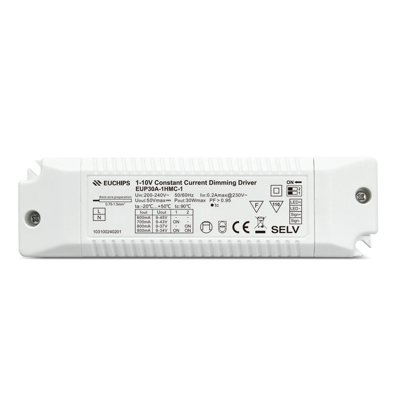 30W Output LED Ceiling Lamp Driver Smooth Dimming Constant Current 0-10V Dimmable