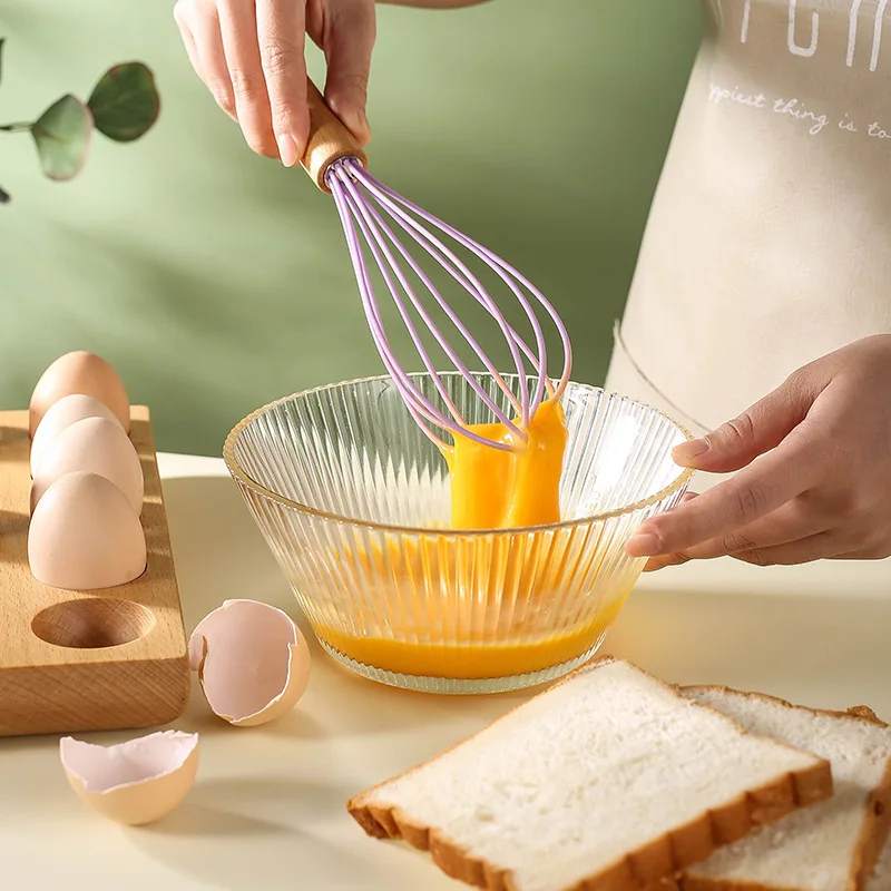 Multi-Color Mini Silicone Kitchen Whisks with Stainless Steel Handles Blending Stirring Whisking and Beating