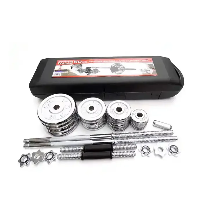 XOYOOU Adjustable Dumbbells Barbell Set 50KG Home Gym Rubber Coated Chromed Dumbbell Set Fitness Equipment