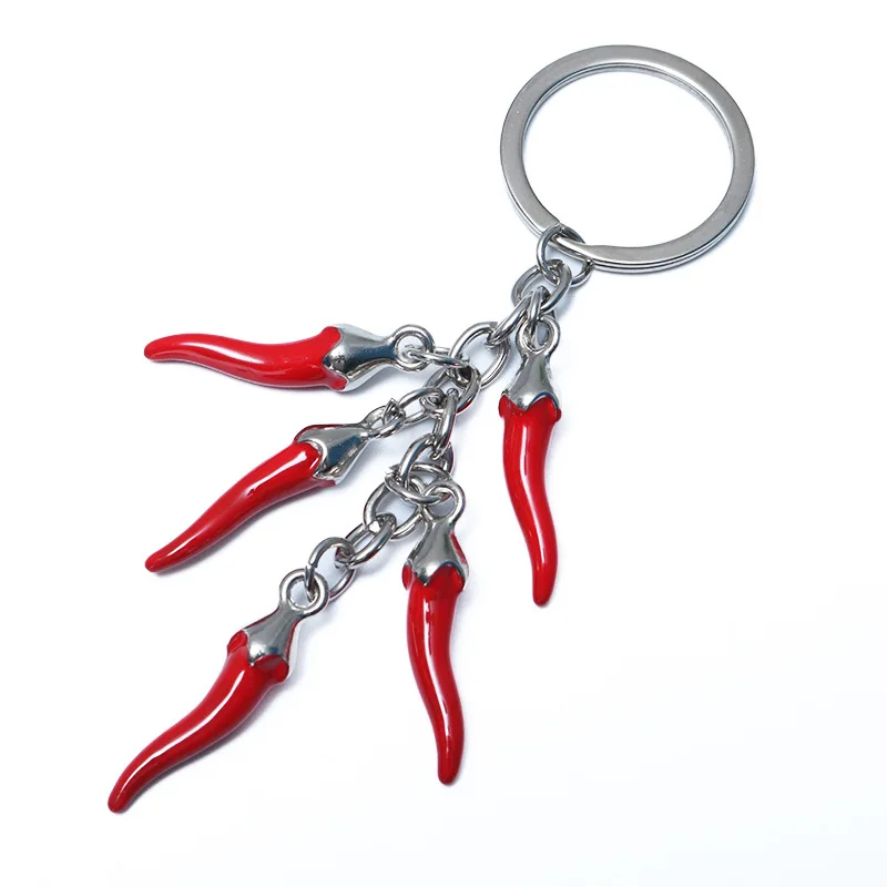 Hotsale 5 Charms Red Pepper Mexico Columbia Philippine Hot Peppers Keyring Keychain