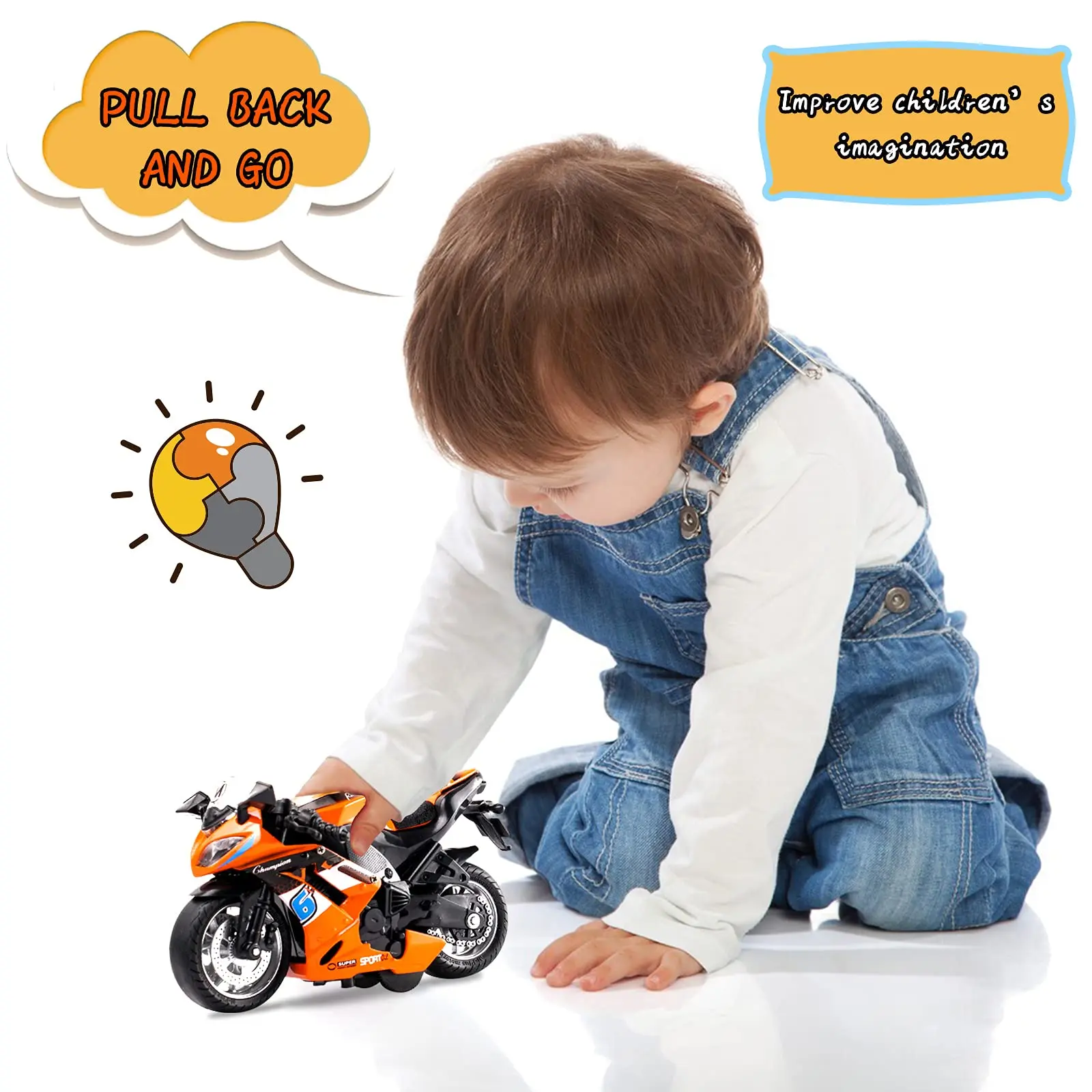 Diecast Toy Motorcycle model 1:14 Scale light and sound Gift Collection Pull Back Metal Simulation Collection Motor