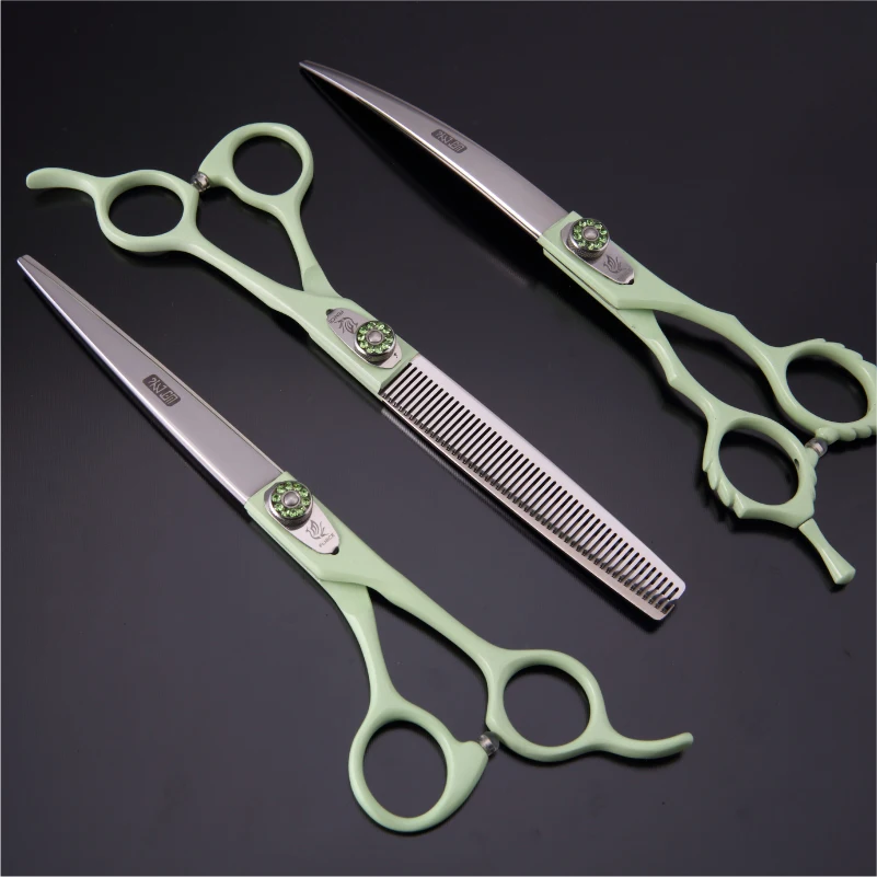 Dog Scissors Set Straight&Thinning&Curved Pet Grooming Scissors Kits Bichon Teddy Bomei Dog Grooming Shears Set Tool Set