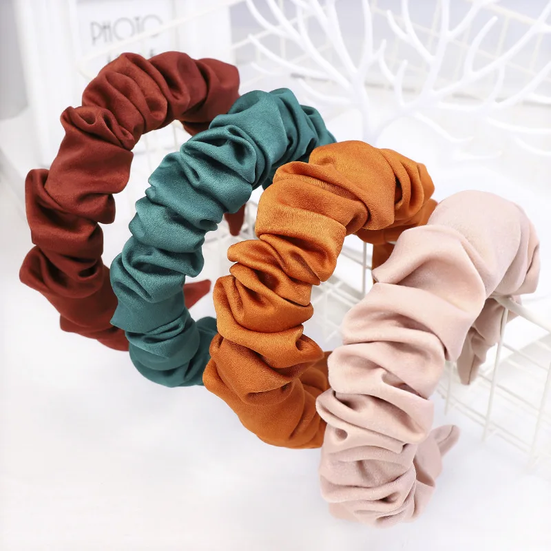 Korean hot sale pleated headband cute lady soft cloth net red all-match hair accessories women