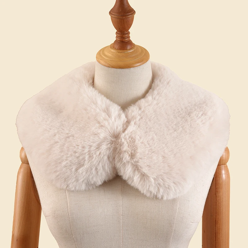 
New Fashion Black long hair Scarf Big fake faux Rabbit fur Collar for women Coat Scarves Collar 