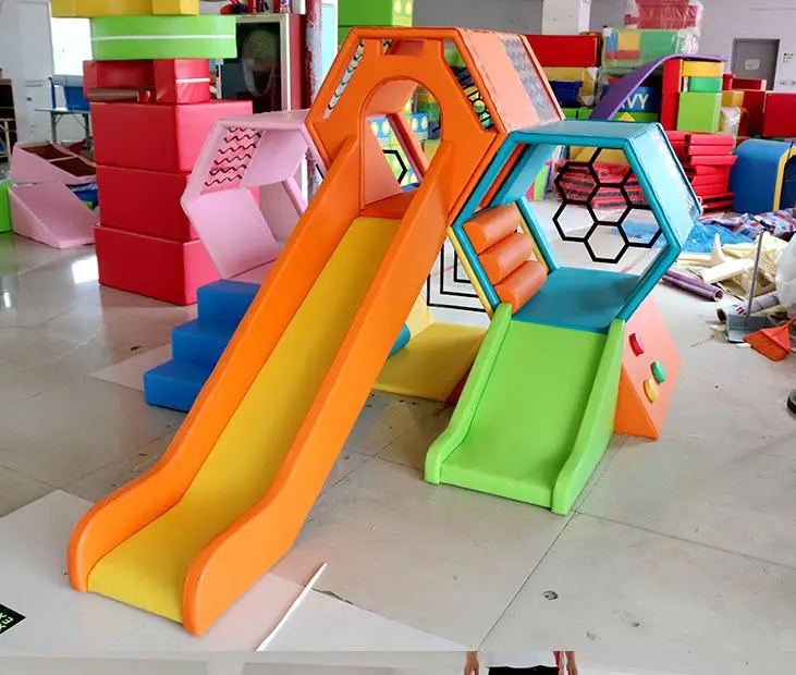 soft package colorful honeycomb slides indoor kids soft play climber sets sense system training equipment for kids