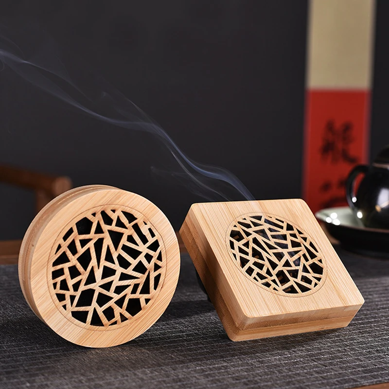 Teahouse Desktop Car Decoration Bamboo Frangement Wood Incense Burner Stick Holder Incense Box For Business Gifts