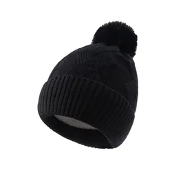 European and American new style winter woolen hat yarn rhombus warmth and fleece knitted ladies  hat Ski for women Beanie