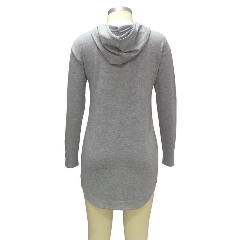 Оригинальный Французский махровый пуловер с длинным рукавом, пуловер без рисунка, Толстовка Оверсайз, женское длинное Повседневное платье-свитшот с изогнутым низом