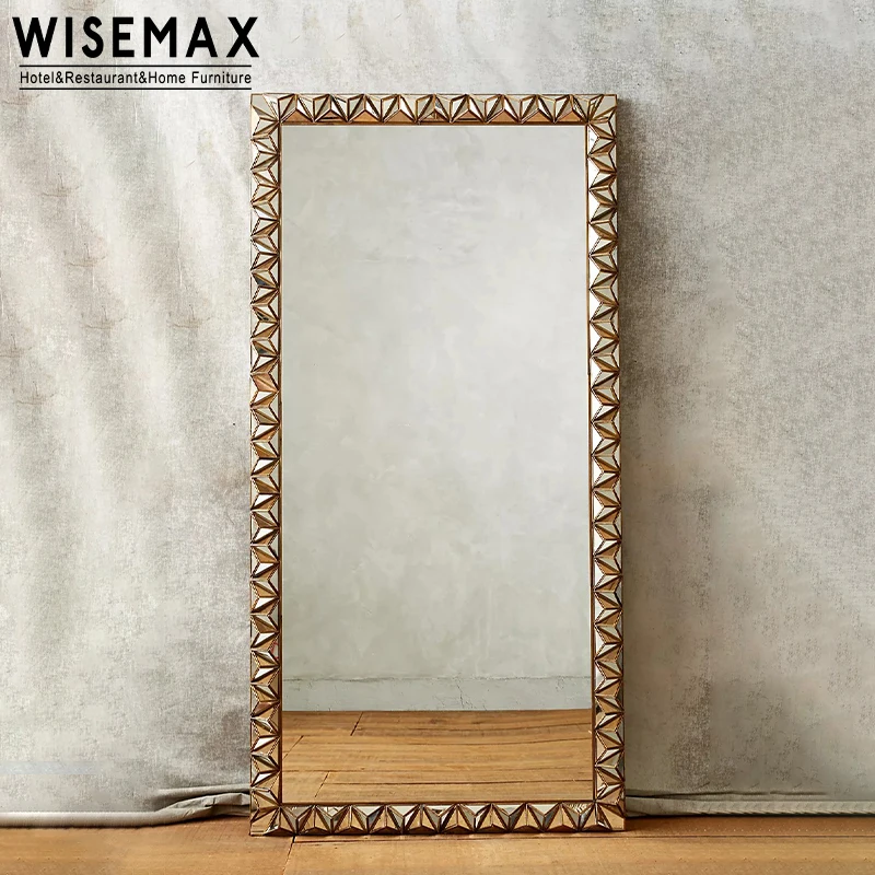 WISEMAX мебель высокого класса уникальное дизайнерское резное зеркало для ванной современная цельное дерево Золотое квадратное салона комнаты