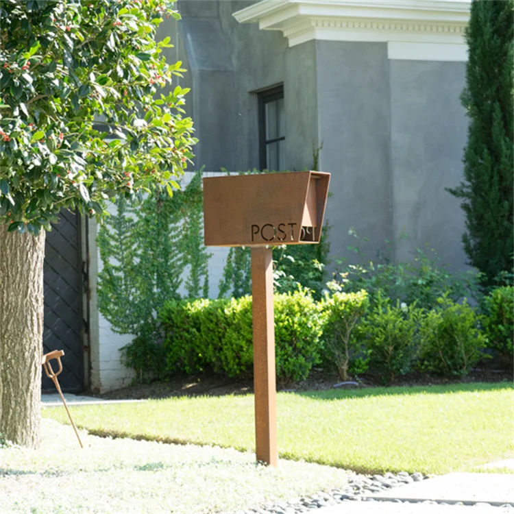 Modern Outdoor Decoration  Corten Steel mailbox  for Home