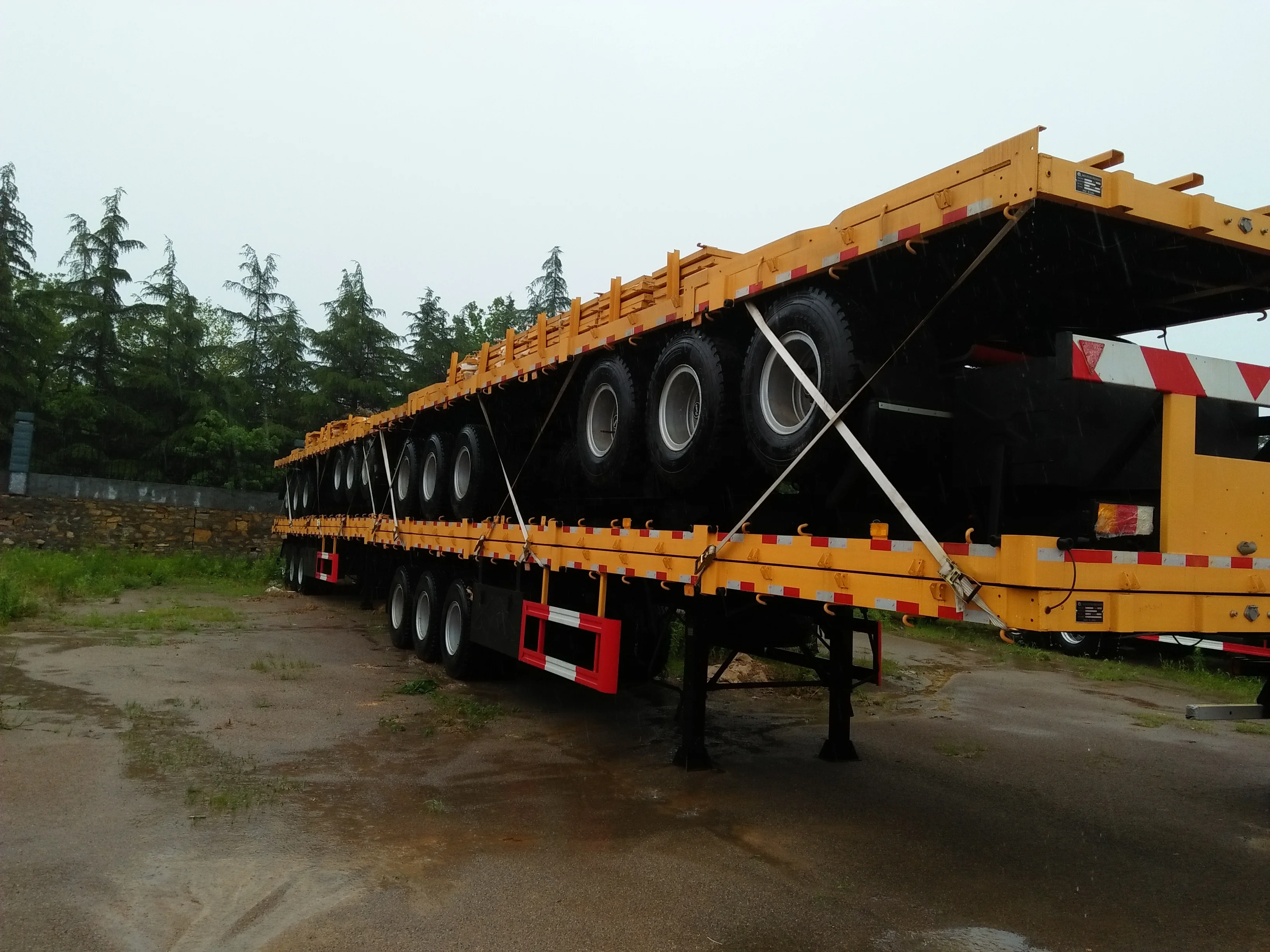 Good quality used flat bed semi trailers 3 axle 40ft container flatbed truck trailer