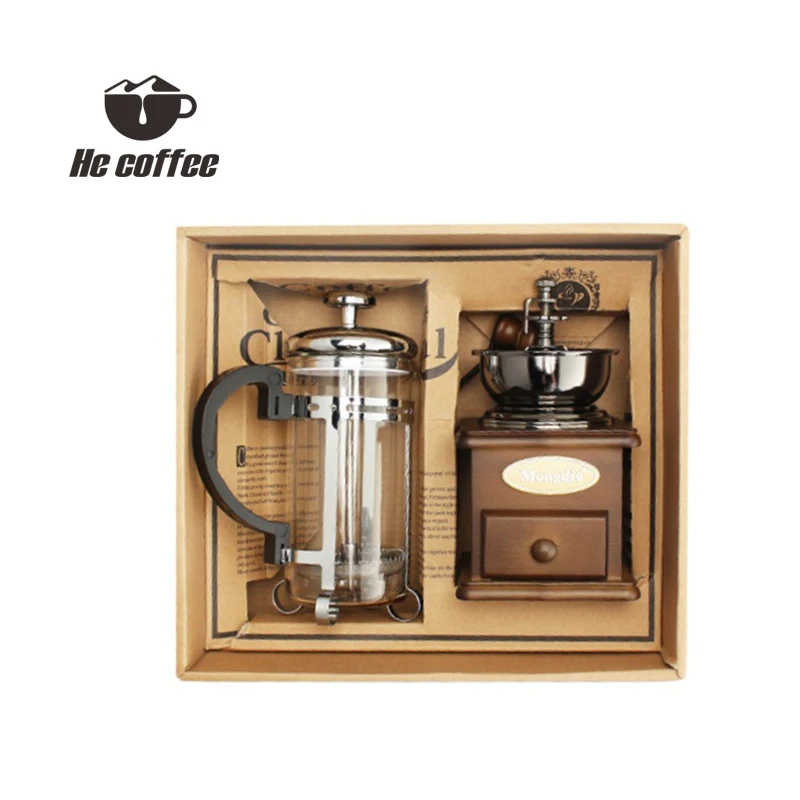 Деревянная кофемолка с ручной кофемолкой