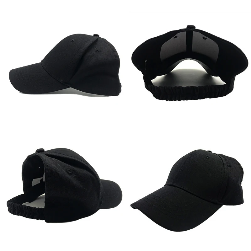 lady hat fashion full black white red customized lady Women Natural Curly Hair Baseball Cap  Afro Puff Ponytail Hat for girl