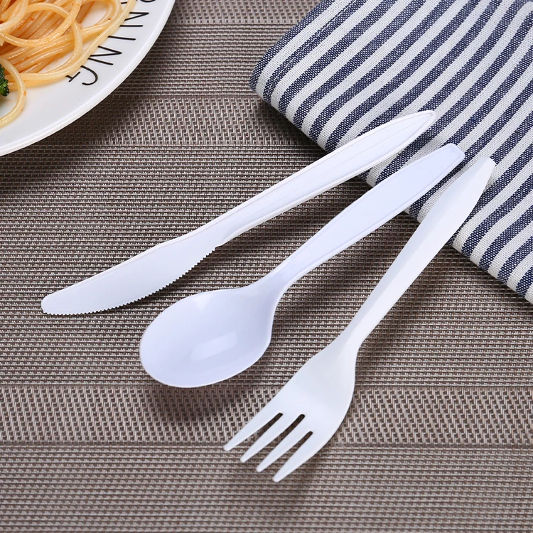 China Factory Custom Restaurant Silverware 2.5g Wrapped Disposable Pp Salad Black Plastik Plastic Forks Pack
