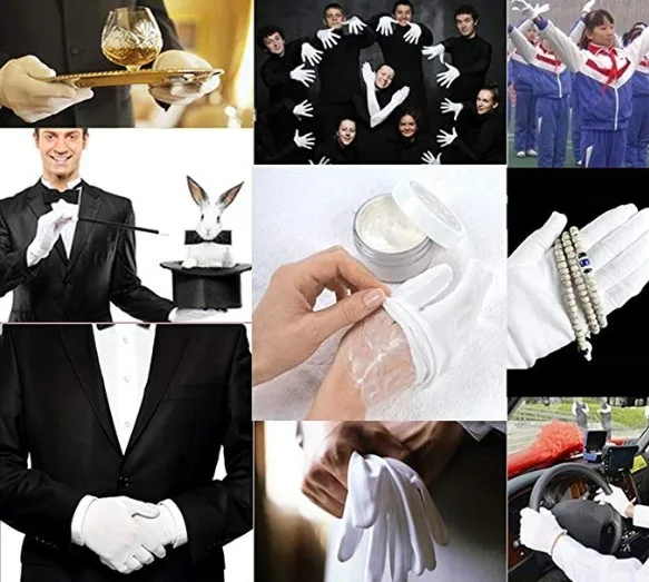 18g Hot Selling Military Uniform Natural Organic Reusable Soft White 100% Plain Unisex Cotton Work Hand Safety Gloves