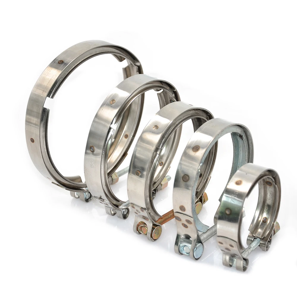 OEM Stainless Steel Quick Connect V Band Exhaust Clamp with V Gasket Quick Lock Hose Clamp Pull Ring for Clip Duct / Flange Pipe