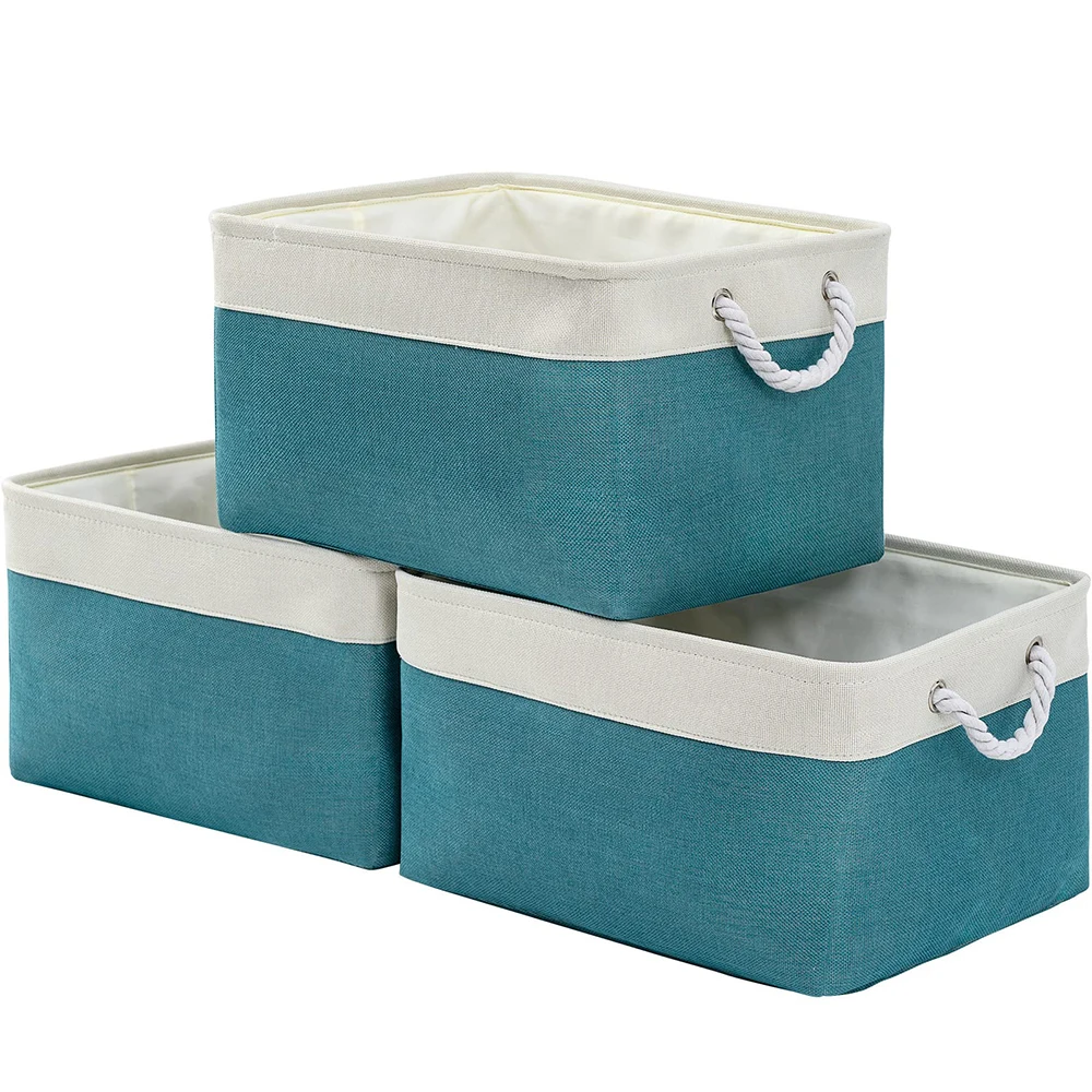 Multi functional use home clothes storage organization jute storage basket folding  For Shelf storage box