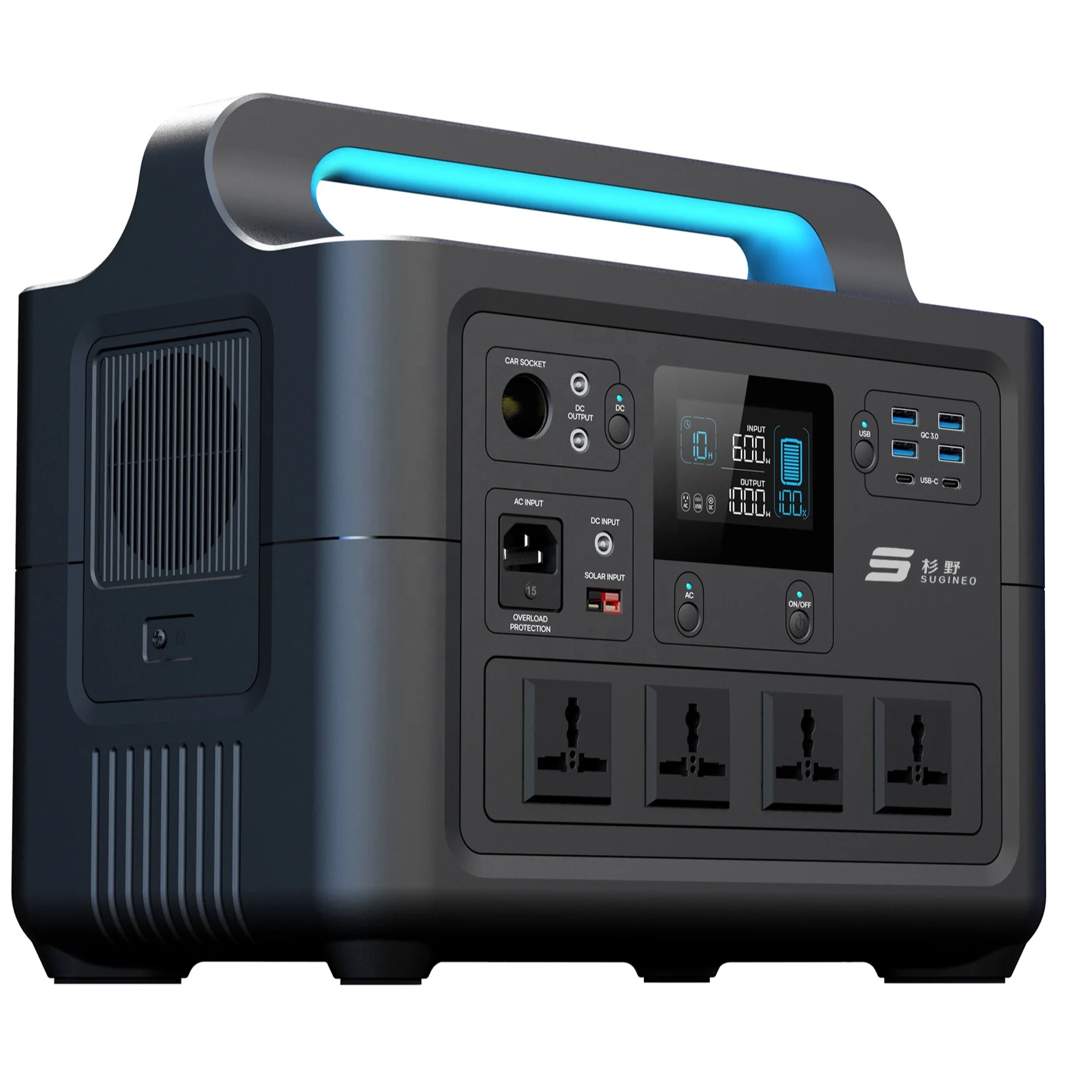 High-power Ac Dc portable power station 1500 w With PD function for outdoor use