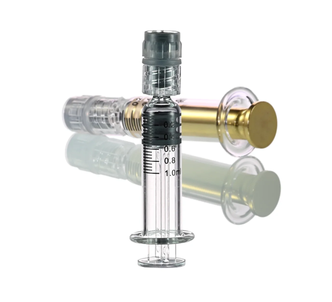 1ml Syringe Luer Lock glass Syringe Metal Plunger borosilicate glass syringe  with stainless steel plunger For Oil