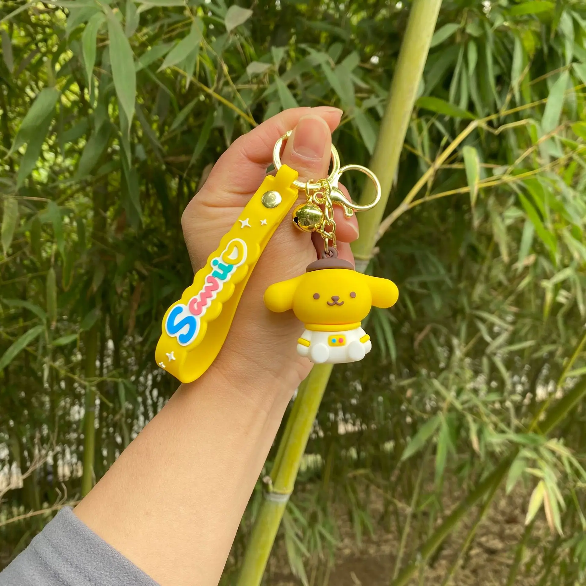 Couple Gifts Animal Charm Keychain Cartoon Colorful Rubber Purse Backpack Bag Lovely Kitty Pompom Purin Pendant Key Chain Ring