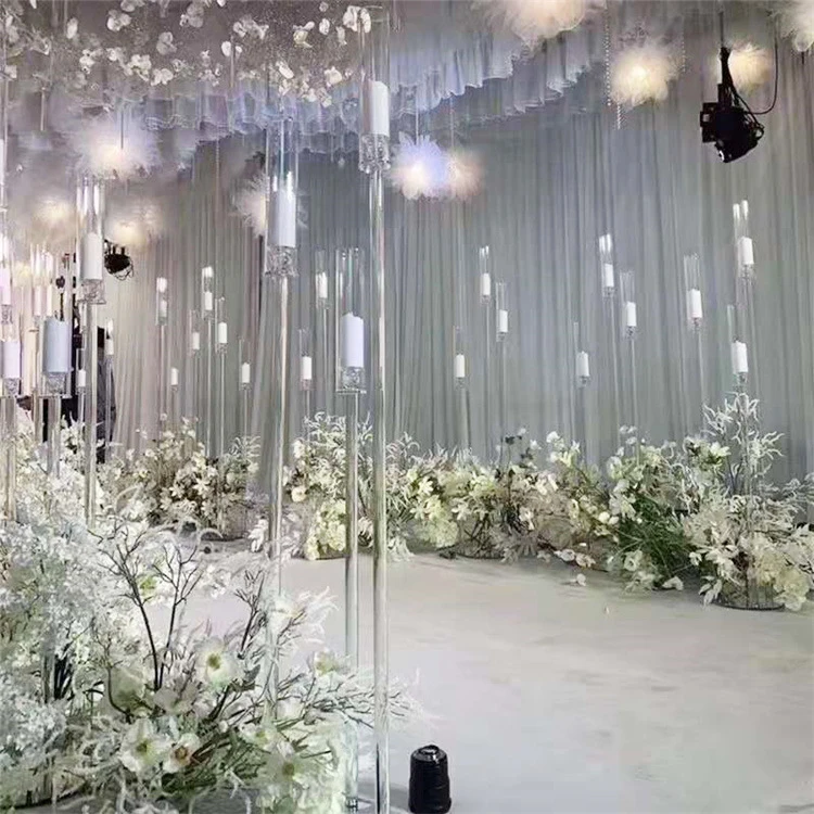 Wholesale Tall Clear Acrylic Candle Holders Wedding Centerpiece Crystal 8 Arms Candelabra For Mariage Party Decoration