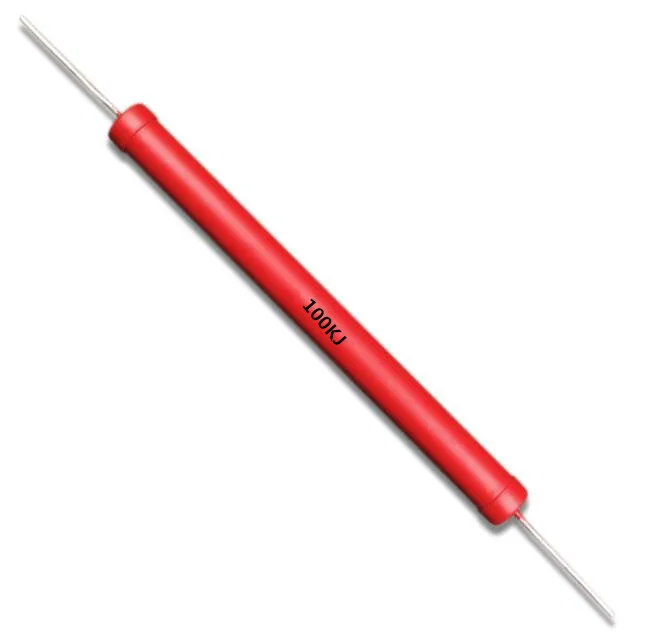 RI80 red color  withstand voltage  glass glaze metal film high frequency non-inductive tubular rod voltage divider resistor 5W