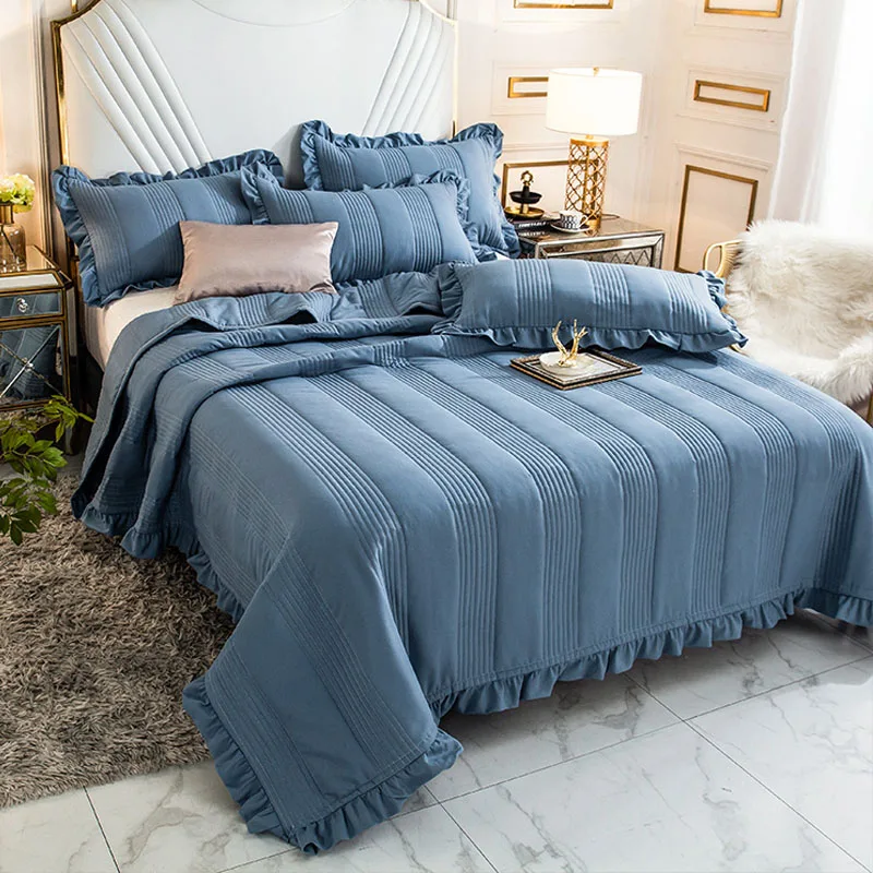 Quilt Bedspread Cotton Vintage Quilts Designers Bedspread Patchwork Chinese Printing Edredon with Lace