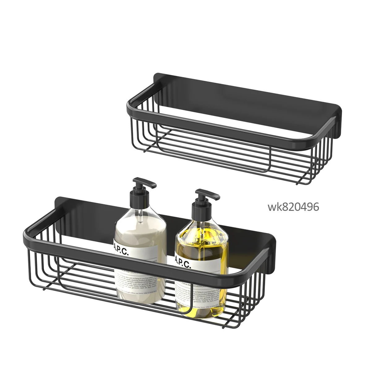 WIREKING No Drilling Bathroom Accessories Bathroom Organizers and Storage Glue Adhesive Hanging Shower Caddies Shelf