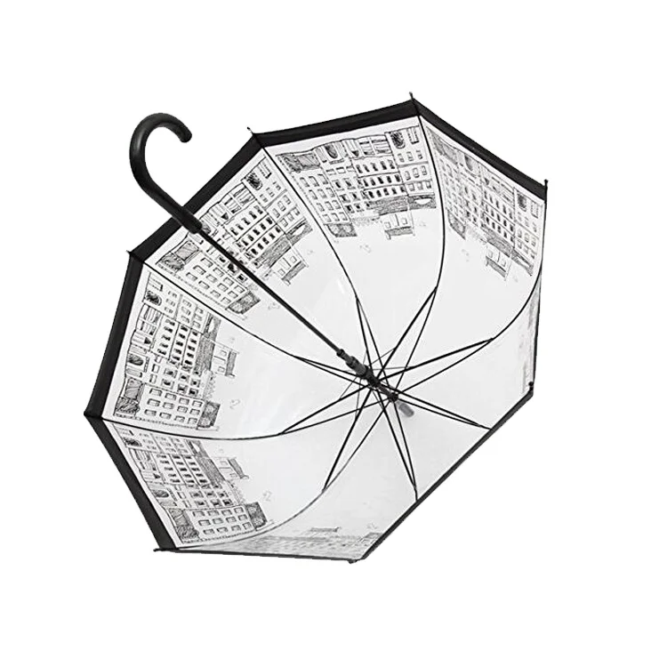 Clear Bubble Polka Dots Stick transparent poe dome Umbrella