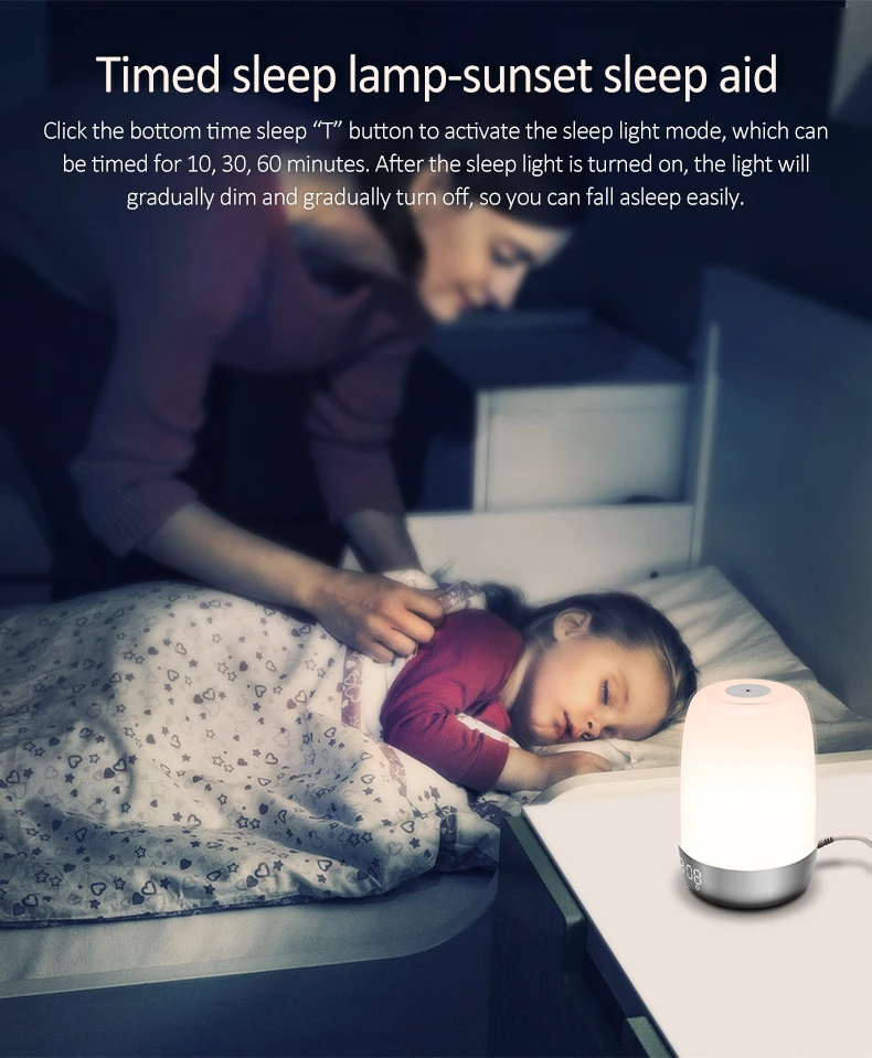 GreatRoc 2021 hot sale Factory Supply LED Colorful Change Alarm Clock  wake up light sunrise alarm clock