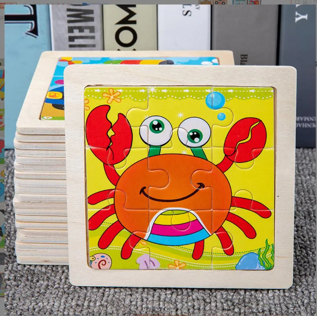 Wooden Puzzle 9pcs Jigsaw  Early Educational Animal Puzzle Baby Game for kids 40 designs