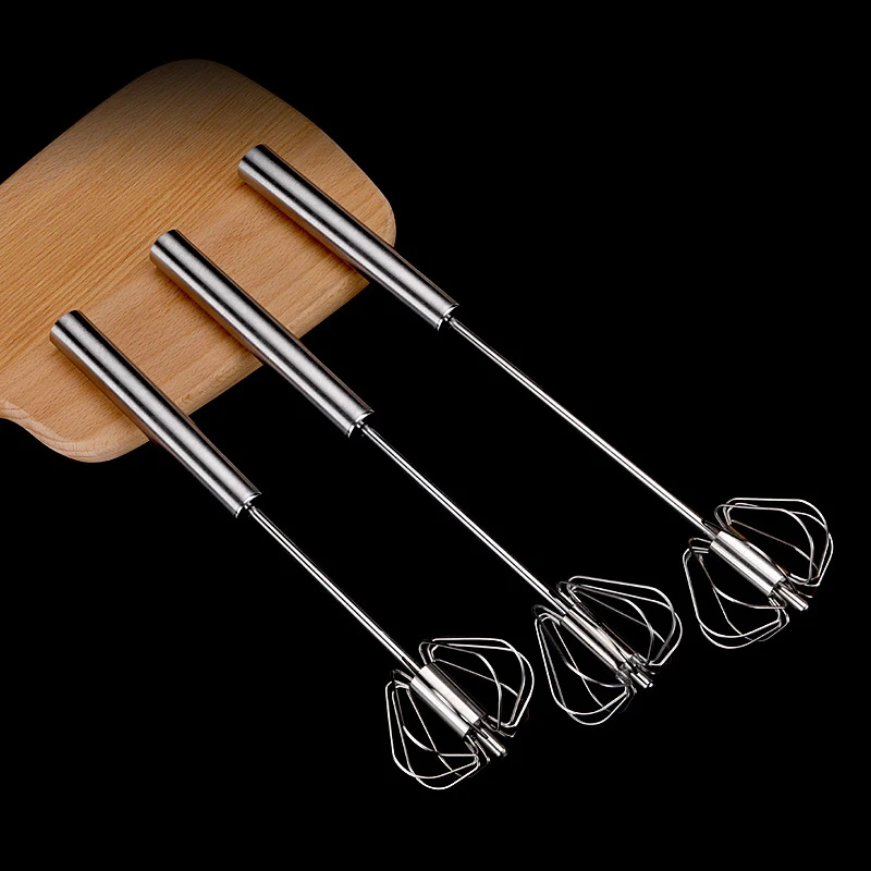 Home Simple Small Manual Push-Type Stainless Steel Spring Egg Whisk Beater Semi-Automatic