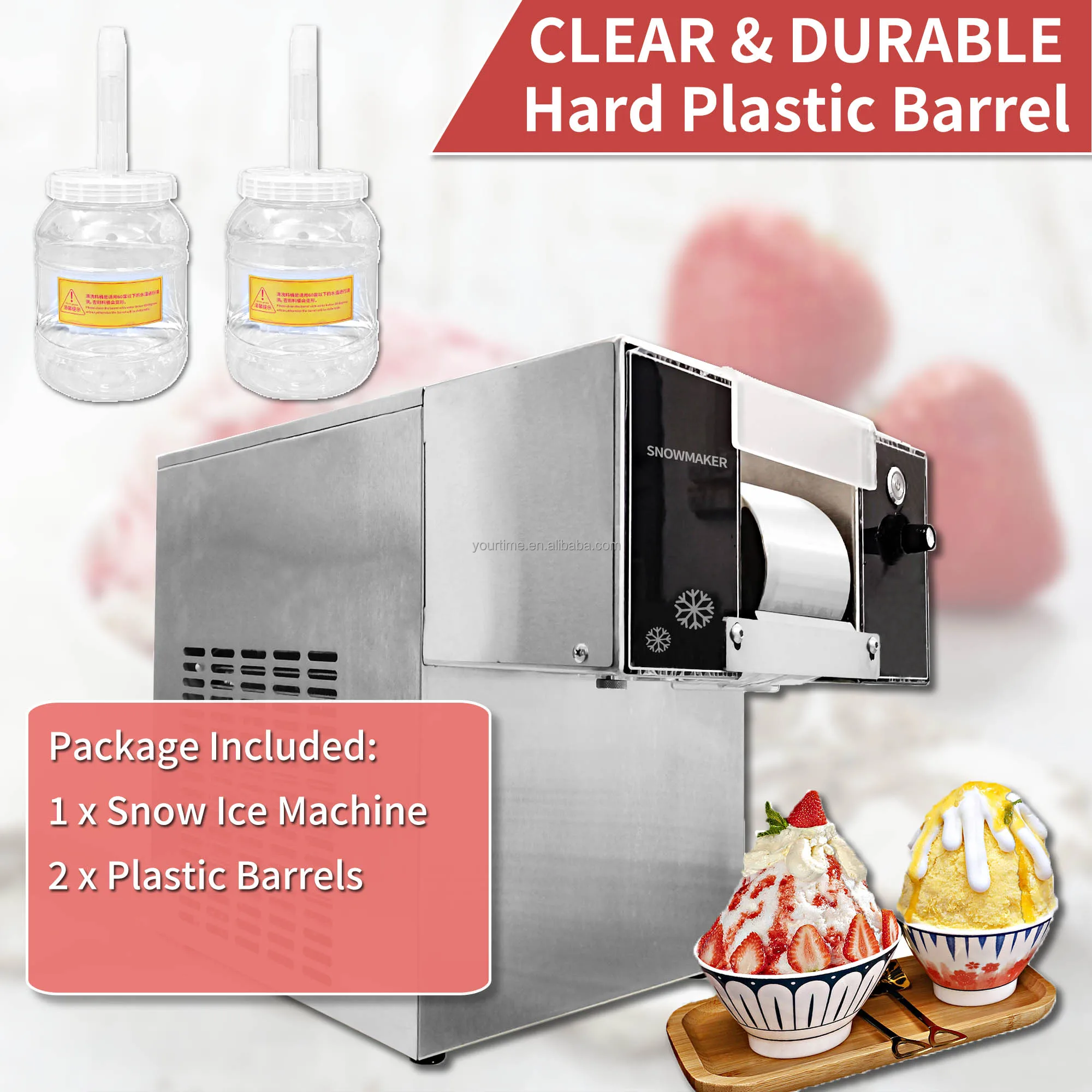 Yourtime 170KG/DAY Hot Sale Automatic Flake Ice Shaver Manufacturing Korean Bingsu Ice Milk Snow Shaving Machine