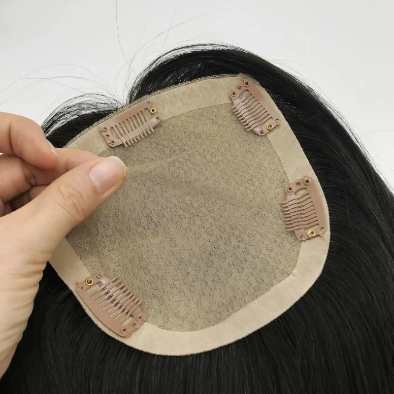 FindVirginHair Silk Top Thin Skin Injected Base Clip Human Hair Topper Pieces For White Women Virgin Natural Hair Patch