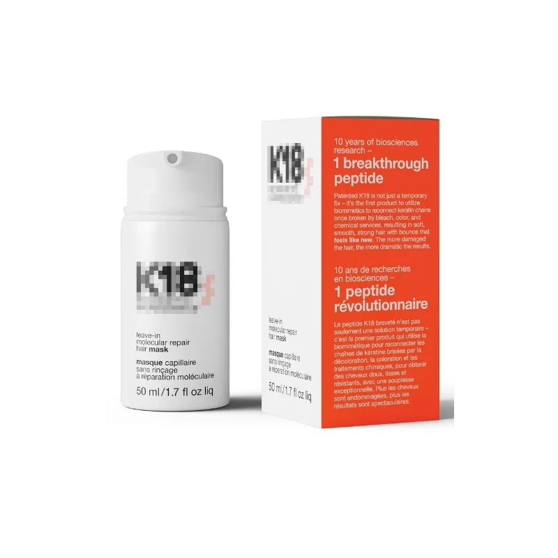 K18 Leave-In Molecular Repair Hair Mask repairs hair texture and prevents dry and frizzy hair