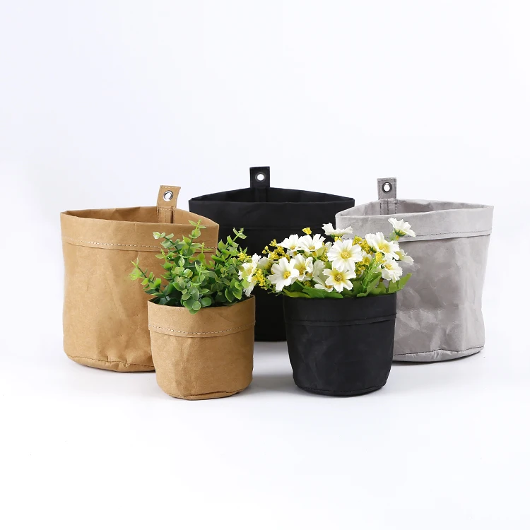 Durable brown white black washable kraft paper plant mushroom grow bag for home storage bag