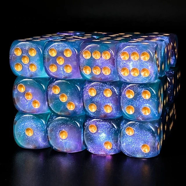 Arcylic 16MM Pip D6 Glitter Dice for DND Gambling Casinos