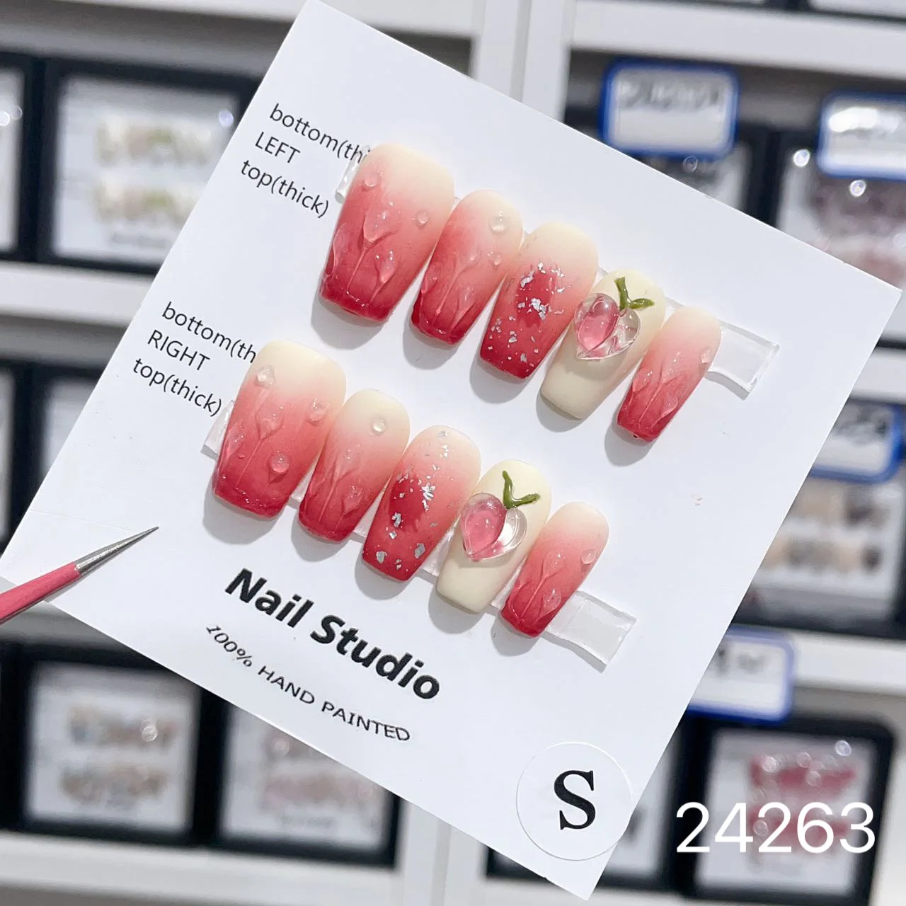 High QuaArtificial Nails Medium Length Full Cover Luxury Diamond French Almond Tip Handmade Wedding Press On Nails