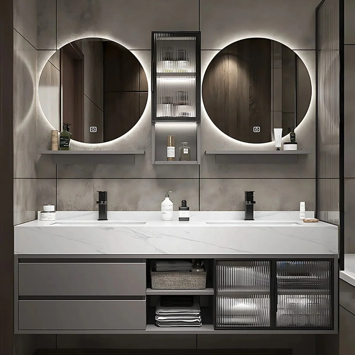 Europe Style Panel Bathroom Vanity Cabinet Furniture With Single Double Sinks Mirror Wash Basin Hotel Bathroom Cabinet