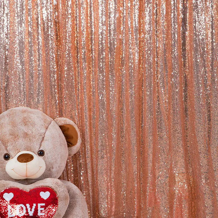 Wholesale Hotel Wedding Dinner Portable Background Glitter Fabric Stage Decoration 8ft x 8ft Rose Gold Sequin Curtain Backdrop