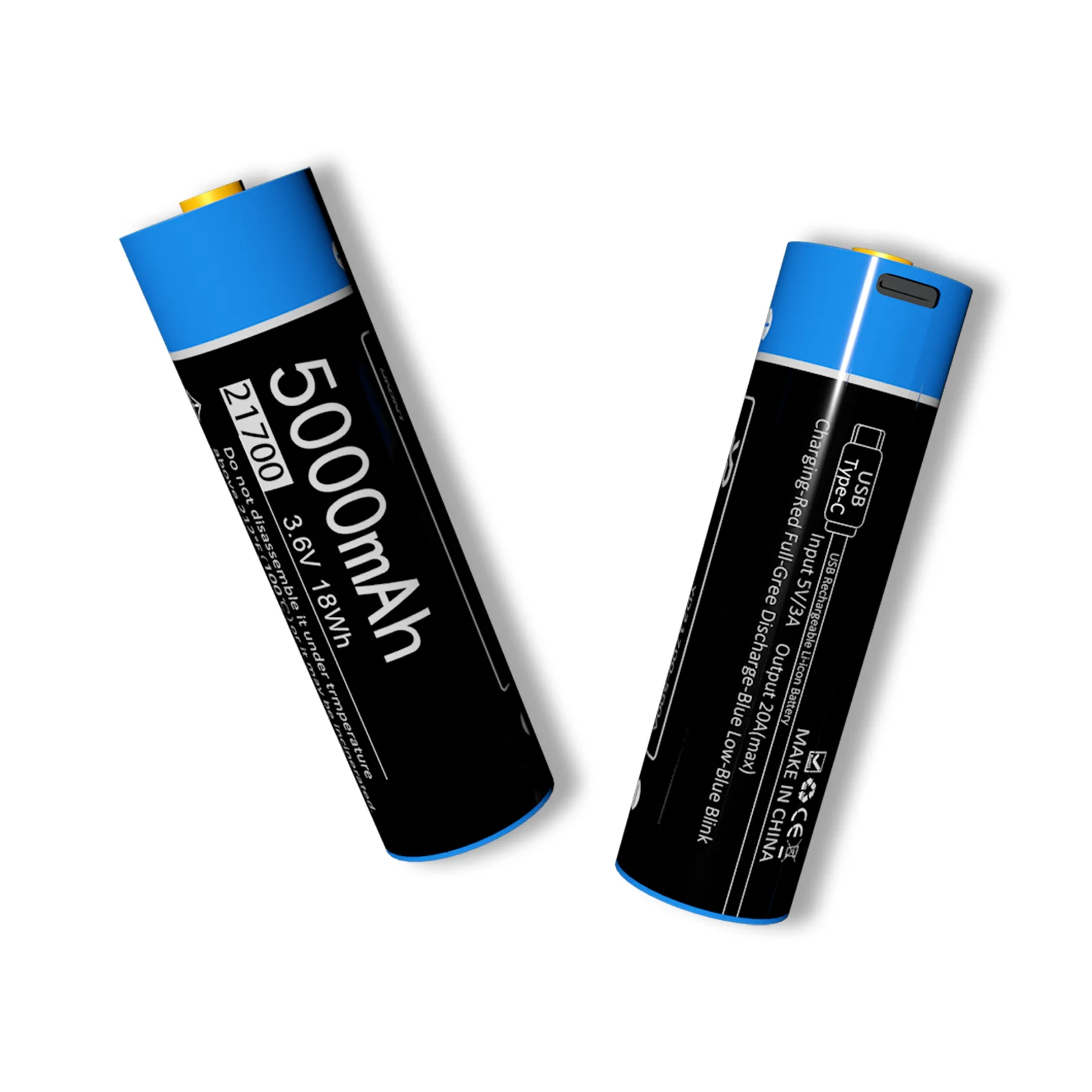 OEM 3.7V INR 21700 Battery 4000mAh 4800mAh 5000mAh RC Battery Type-C USB Rechargeable LED Headlamp