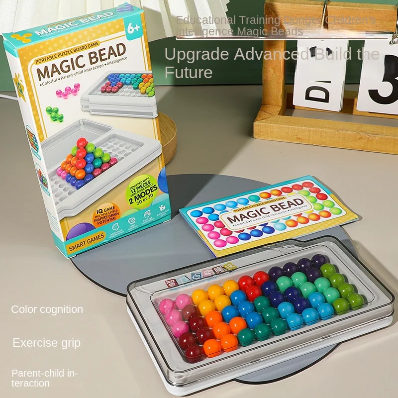 IQ Game 120 Challenges 3D Puzzle Classic Puzzle Pyramid Plate Pearl Logical Mind Board Game For Children Pyramid Beads