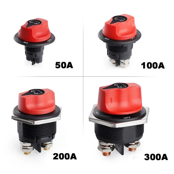 50 100 200 300A Car Battery Race Rally Switch 12V Battery Disconnector Isolator Cut Off Switch Kit For RV Motorcycle Truck Boat