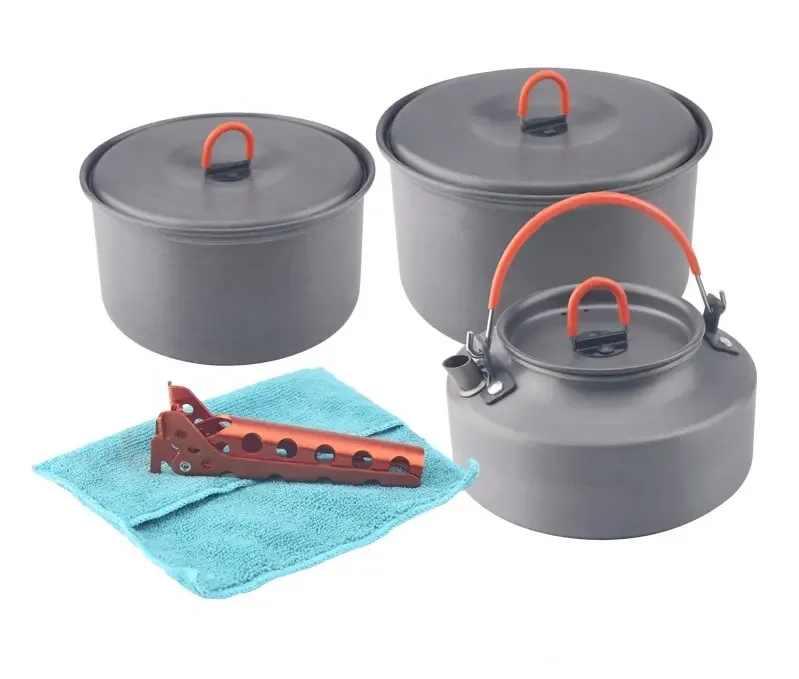 High Quality Pots and Pans Outdoor Cookware Camping Cookware Aluminum Pot Set Cooking Cookware Picnic Tableware Pot Set