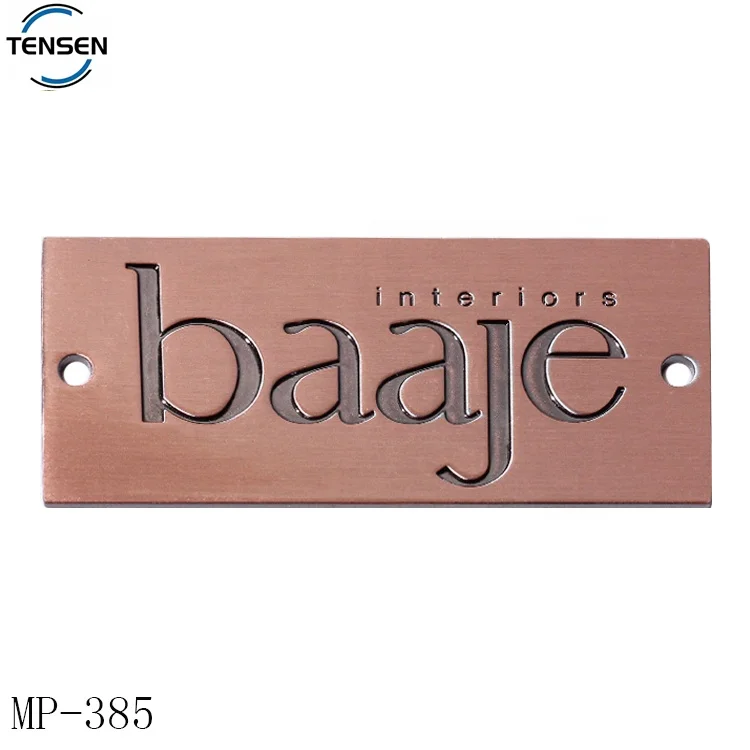 Rectangle Custom Antique Copper Letter Plate Adhesive Metal Print Logo Private Label For Restaurant Equipment