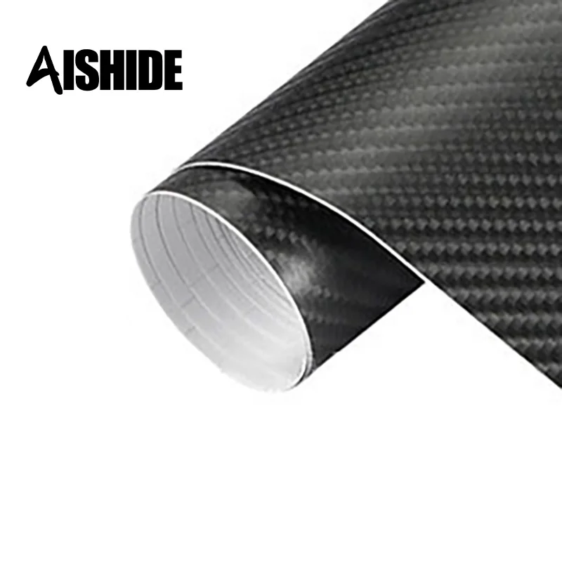 Aishide OEM PVC Material Car PVC Sticker 1.52M*28M 4D Carbon Fiber Grey Car Vinyl Wrap Car Protective Films Wholesales