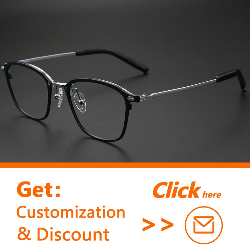 Pure Titanium Vintage Small Square Fashion Glasses Classic Business Advanced Black Men PC Lens Blue Light Filtering Sighted Eyes