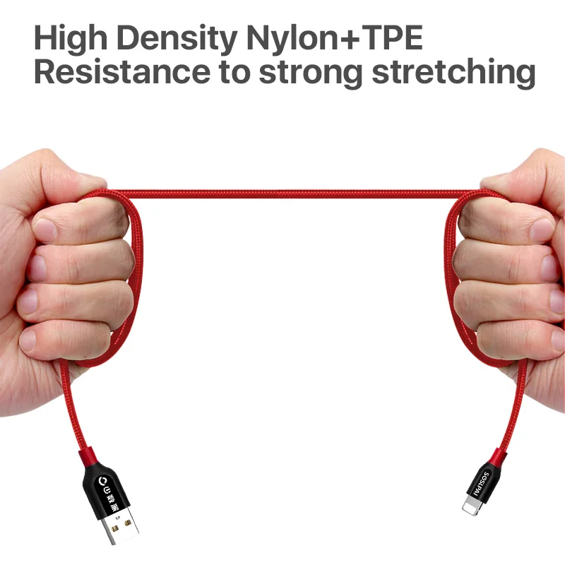 
SOSLPAI free sample 8 pin usb cable nylon braided for iphone 2.1A custom usb data charging cable 