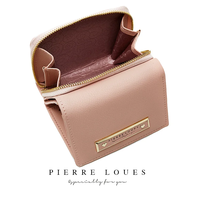 Pierre Loues Female  Fashion Short Coin-Pocket Zipper PU Leather Clutch Wallet