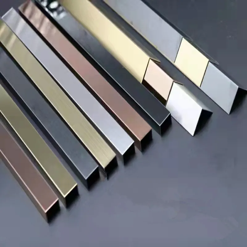 304 Stainless Steel  Wall Corner Profile 1.0 mm Tile Edge Gold Mirror Silver Hairline Slot L Shape Trim Decorative Profiles
